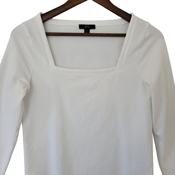 J.Crew Square Neck T-Shirt Top Womens Size S White 3/4 Sleeve Super Stretchy - Picture 3 of 6